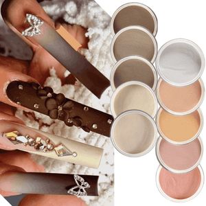 Acryl Poeders Vloeistoffen 9 Box Set Naakt Poeder Nagelverlenging Graveren 3D Patroon Grijs Bruin Kristal Carving Pigment Dust Manicure Design 230703