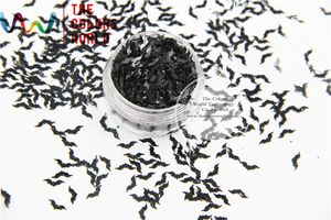 Acrylpoeders Vloeistoffen Zwarte kleur Vleermuisvorm Grootte 8 mm Glitterspangles voor Nail Art en doe-het-zelfbenodigdheden en kerstversieringen 231121