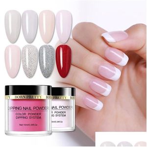 Poudres acryliques liquides Born Pretty Dip Nail Powder Gradient French Nails Couleur naturelle Paillettes holographiques sans lampe Cure Art Dhjr1