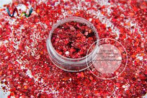 Polvos acrílicos Líquidos HA2104-262 Láser mixto Holográfico Vino Rojo Colores Forma hexagonal Lentejuelas con brillo para gel para decoración de uñas y decoración navideña DIY 231202