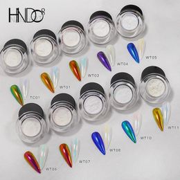 Poudres acryliques liquides HNDO 10 couleurs Aurora miroir magique poudre ongles paillettes Chrome Pigment effet de poussière pour Nail Art décor manucure Design 231204