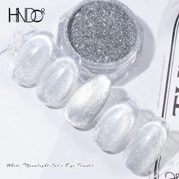 Acrylpoeders Vloeistoffen HNDO Zilver Cat Eye Magnetisch poeder Helderwit Glitter Nail Art 3D-effect voor manicureontwerp Fijne deeltjes Pigmentstof SD46 231204