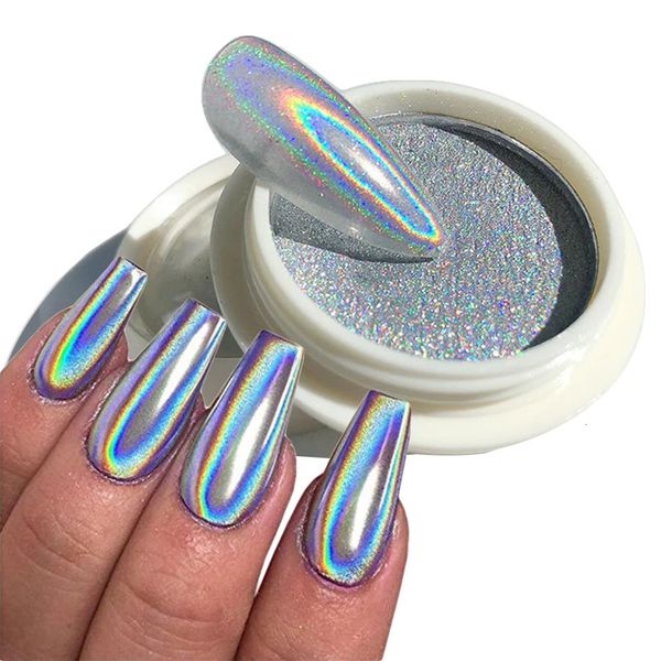 Polvos acrílicos Líquidos Polvo holográfico para uñas Cromo Láser Espejo mágico Brillo Frotar Escamas de polvo Alta calidad Brillante Manicura Decoración Pigmento FT2 231128