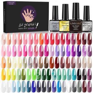 Acrylpoeders Vloeistoffen Limegirl 244060PCS Kleurgel nagellakset Glitter Losweken UV Semi-permanente basis- en toplaag Art Kits 231110