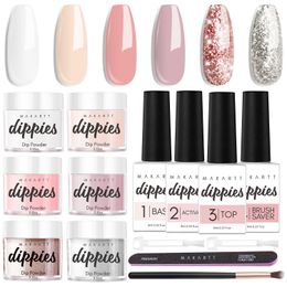 Poudres Acryliques Liquides Makartt Dip Powder Nail Kit 6 Couleurs Rose Nude 0 35Oz Neutre Spring Starter 230704