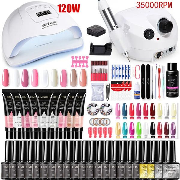 Ensemble de manucure liquide en poudre acrylique pour Kit de vernis à ongles Gel Poly avec Kits de lampe à LED UV outils 231023