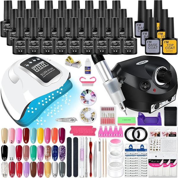 Ensemble de manucure liquide en poudre acrylique, Kit de Gel pour ongles en Poly avec lampe UV LED 36132W, vernis à tremper, outils d'art professionnels 231023