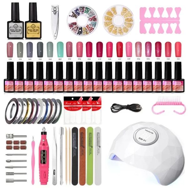 Ensemble de manucure liquide en poudre acrylique avec lampe de séchage des ongles 36 W Kit de vernis Gel UV 20 couleurs vernis Semi Permanent outils d'art 231113