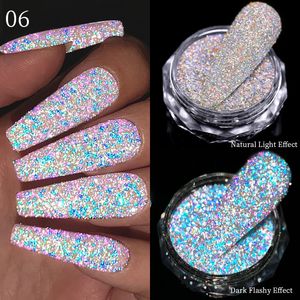 Acrylic Powders Liquids Reflective Glitter Nail Powder Green Red Nail Art Dust Shinning Chrome Pigment DIY Manicures Decoration 231128