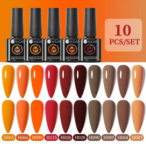 Poudres acryliques liquides UR SUGAR 10 pièces ensemble de vernis à ongles gel de couleur automne hiver 140 couleurs vernis UV LED semi-permanent tremper les laques 231023