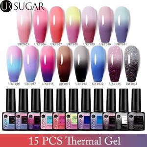 Polvos acrílicos Líquidos AZÚCAR UR 75 ml 1015 piezas Juego de esmalte de uñas de gel térmico Cambio de color de temperatura Semi permanente Soak Off UV LED Kit de manicura 231023