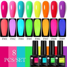 Acrylpoeders Vloeistoffen UR SUIKER 75ML 8 stuks Fluorescerende Glowindark Gel Nagellak Set Sparkly Neon Lichtgevende UV LED Kunstvernissen Manocures 231110