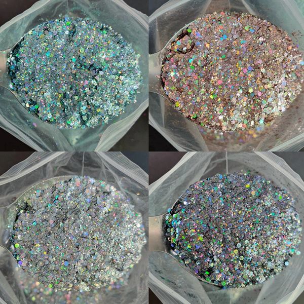 Polvos acrílicos Líquidos Venta al por mayor Tamaño mixto Uñas holográficas Lentejuelas Brillo Manicura Brillo Holográfico Escamas 3D Paillettes Decoraciones artísticas para uñas 231121