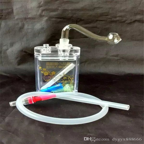 Bouteille d'eau d'impression acrylique, Bangs en verre en gros Pipes à eau en verre Pipes à huile en verre Fumer