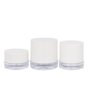 Acrylronde Clear cosmetische potten 30 g 50g make -up monstercontainers met witte lange platte bovenste deksels voor crèmeslotions maken poeders glitters