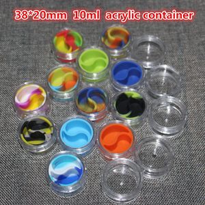 Non-stick DAB BHO Oil JARS TOOL OPSLAG JAR HOUDER VAPE ACRYLIC SILICON CONTAINING 10ML WAX CONCENTRATE SILICONE CONTAINERS