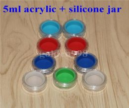 Contenedor de silicona acrílica, recipientes de silicona para concentrado de cera de 5ml, tarros de aceite antiadherentes para dab bho, soporte para tarro de almacenamiento de herramientas vape6804771