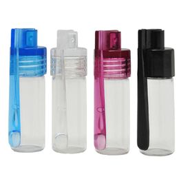 Acrylique Fumer Snuff Bottle Case Conteneurs Kit Snorter Avec Couvercle Cuillère Portable Sniff Pocket Durable Snuffer Mix Couleur Snort Saver