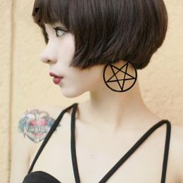 Acrylique étoile grand pentagramme noir suspendus boucles d'oreilles grande boucle d'oreille fête bijoux de mode cadeaux pour les femmes balancent lustre