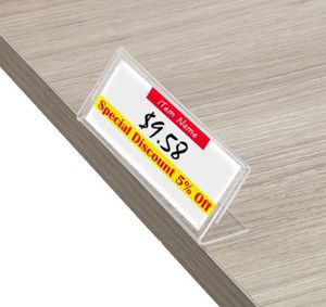 Acrylique T 3x8 cm 1.5mm en plastique transparent bureau signe étiquette affichage carte étiquette support porte-papier étiquette prix cadre cadre support Acry