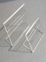 Acryl T1 3 mm doorzichtige plastic tabel tekenteken tag label display papier promotiekaart houders kleine l vorm staat 50 pcs300s6429931