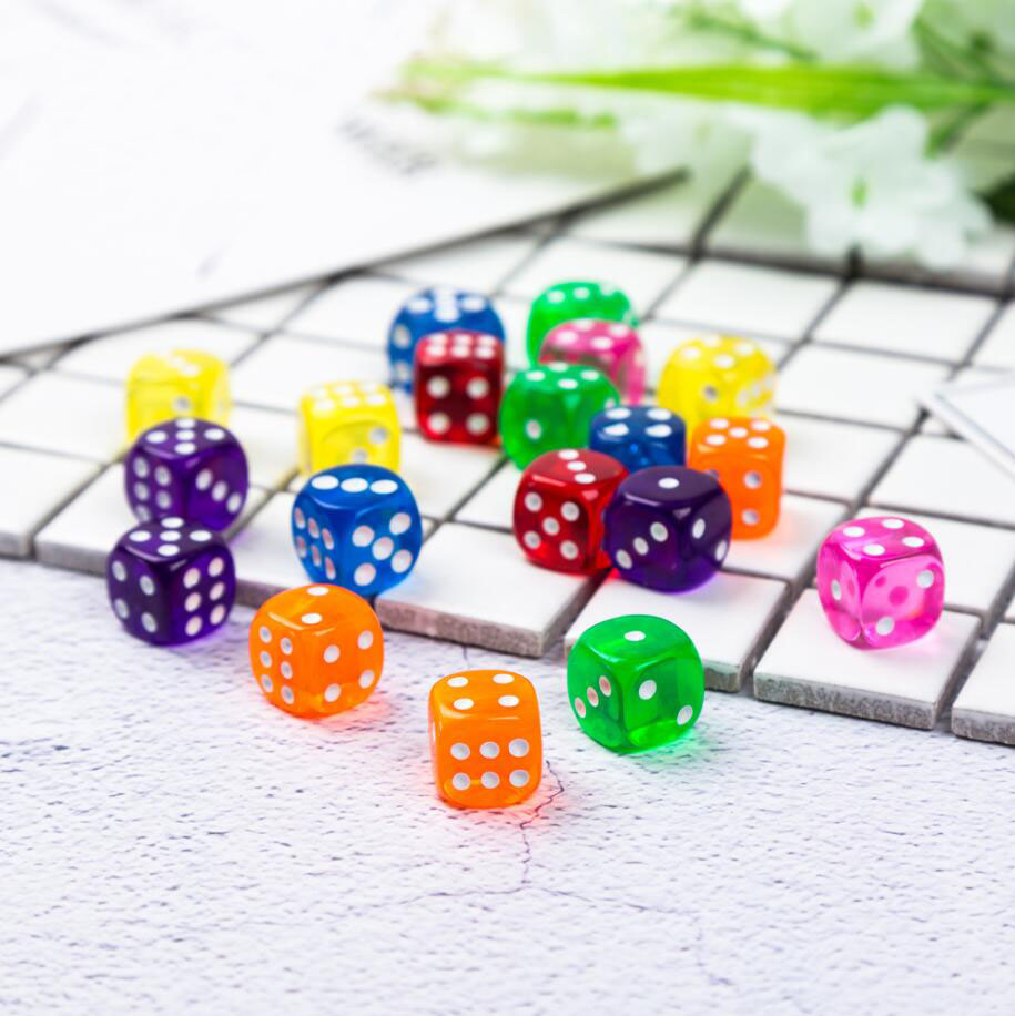 Acrylic Table Games Dice 14mm Transparent Dice 6 Sided Solid Color Dice Bar Pub Club Party Board Game Dices