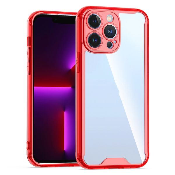 Coques de téléphone transparentes en acrylique TPU pour iphone 14 1.5MM PC Couverture arrière