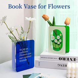 Jarrón de flores transparente acrílico, decoración del hogar Simple de Europa nórdica, adorno de escritorio hidropónico moderno, libro de regalos para amigos 240111