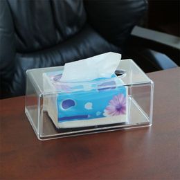 Caja de pañuelos transparente acrílica, dispensador de soporte de papel de escritorio, caja organizadora de servilletas, contenedor de decoración para el hogar 220523