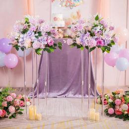 Jarrones acrílicos Centros de mesa de boda para mesas Clear Column Flower Stand Center Pieces geométricos para el evento Fiesta de cumpleaños