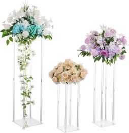 Decoración de los candelabros para la boda acrílico 20406080100cm Clear Flower Florero Stand Floral Decoración de bodas Floral Ideas de boda 240329
