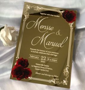 Invitation de mariage en acrylique, Sweet 16th Mirror Gold Invitation acrylique, invitation de mariage en roses rouges, Invitation de baptême de 10pcs personnalisée