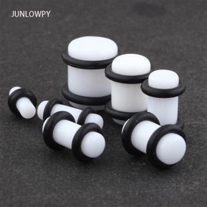 Acryl Wit Zwart Grow In the Dark Oorbel Gauge Expander Brancard Plug en Tunnel Piercing 100pcs304N