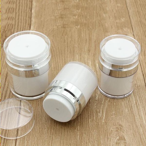 Acryluxe Airless Cosmetic Jar Set - 15-50g Pearl White, Distributeur à pompe, Idéal pour les crèmes Cosmétiques Givqp