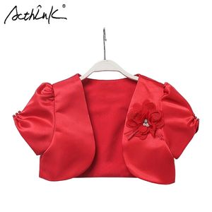 ActhInK Baby Girls Floral Bolero Marca Princess Girls Vestido de novia de manga corta Cabo Niños Abrigo corto de verano para niñas 211023