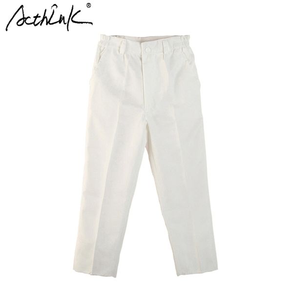 ActhInK Boys White Spring Solid Traje Pantalón Marca Niños Inglaterra Estilo Pantalones de boda formales para pantalones negros, MC019 211103