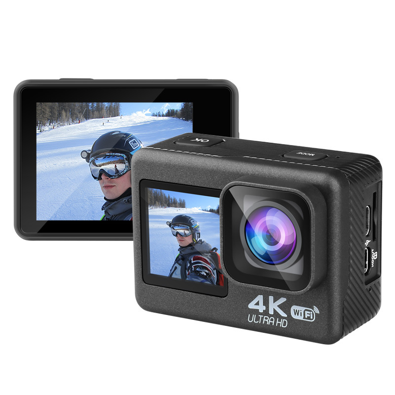 Ação Câmera Real 4K / 60fps Touch Dual Screen WiFi Camera Sports DV Video Câmeras