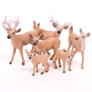 Figurines d'action simulées cerf de Virginie et wapiti paysage cheval modèle Animal décorations PVC fait à la main solide 6 jouets pour enfants