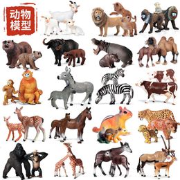 Figurines d'action, ensemble de modèles d'animaux de Simulation, rassemblement solide, Lion, tigre, éléphant, Panda, girafe, hippopotame, rhinocéros, mouton, costume, jouets