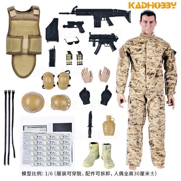 Action Toy Figures 1 6 Figure Armée Militaire 30 cm Combat Swat Soldat Avec Gun Forces Modèle Jouets 230728