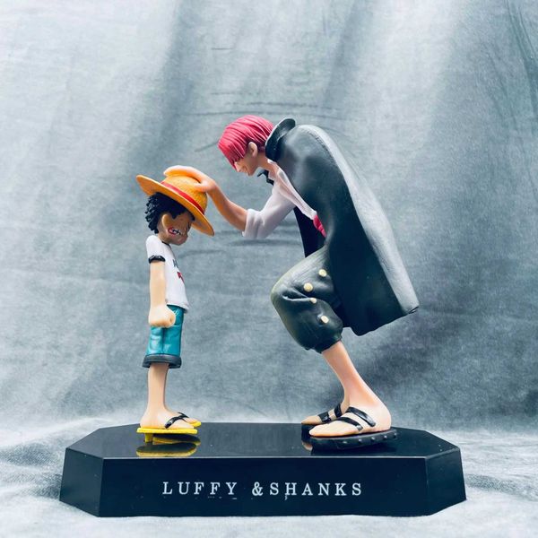 Action Toy Figures 10-18cm Anime One Piece Figure Rouge Hair Shanks Luffy Touchez la tête PVC Modèle Action Figurine Statue Collectible Doll Toys