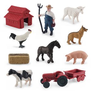 Figurines d'action 10 pièces en plastique vers le bas sur la ferme ensemble de jeu tracteur balle de foin avec animaux jouets éducatifs décor à la maison cadeau d'anniversaire de noël 230617