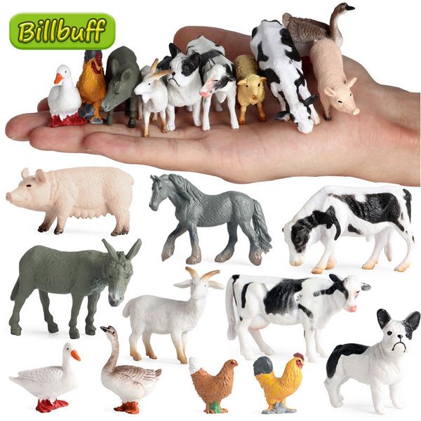 Figurines d'action 12 schémas d'action simulés de volailles de ferme et d'animaux marins Modèle cochons canards poules oies chevaux vaches chiens chèvres ours jouets 230410