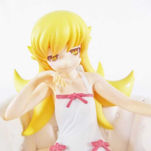 Figurines de dessin animé Bakemonogatari, siège de canapé, robe blanche, pose assise, modèle de poupées, jouet, matériel cadeau, 12CM