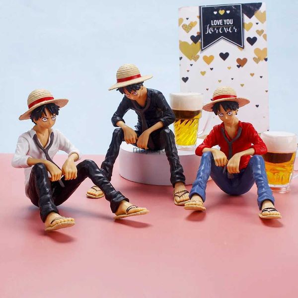 Figuras de juguete de acción 12 CM One Piece Monkey D Luffy Classic Anime PVC Figura de acción Estatua Modelo Juguetes Muñeca Pastel Coche Decoración Colección Regalos para niños