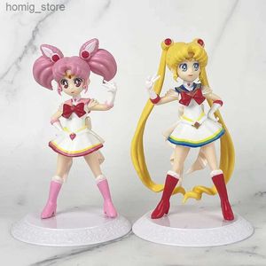 Actie speelgoedcijfers 12 cm Sailor Moon Anime Tsukino Usagi Chibiusa Actie Figuren Collectiemodel Toys Auto -Decoratie Ornament Gifts Y240415