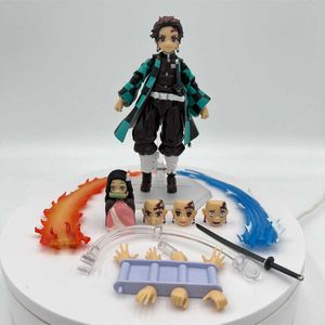 Actie Speelfiguren 14 cm Figma Demon Slayer Anime Figuur geen Tanjiro Action Figure Collection Model Pop Speelgoed Gift