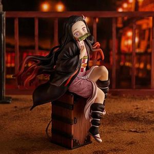 Figuras de juguete de acción 15 CM Demon Slayer Kamado Nezuko Modelo sentado Juguete Figura de PVC Juguete Colección de regalos Caja Decoración Colección de escritorio Decoración