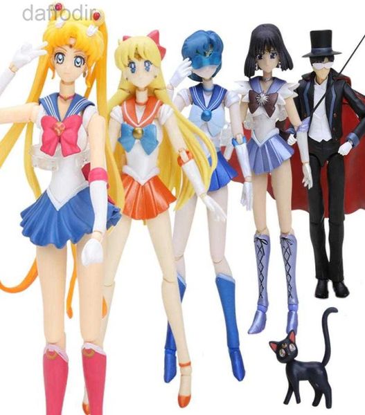 Figuras de juguete de acción 15 cm Anime japonés Sailor Moon Figurita Máscara de esmoquin Chiba Mamoru 20a Figura de acción Colección de PVC Figuras juguetes para niños 240308