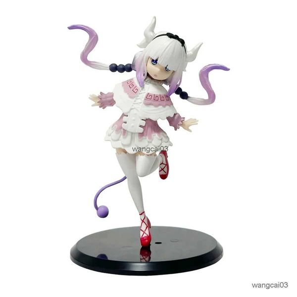 Figuras de juguete de acción 17cm lindo cabello blanco dragon born girl maid anime Miss maiding figura de acción pvc